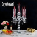 CRYSTOWN 5 arms Clear Crystal Candlestick, Wedding Candlestick Decoration, Wedding Candlestick