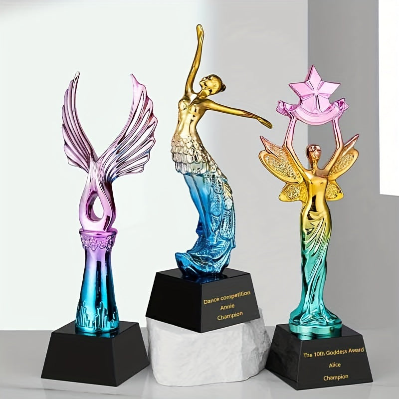 Custom resin trophy with personalized text, sand light engraving creative sports and dance competition with color Muse commemorative award