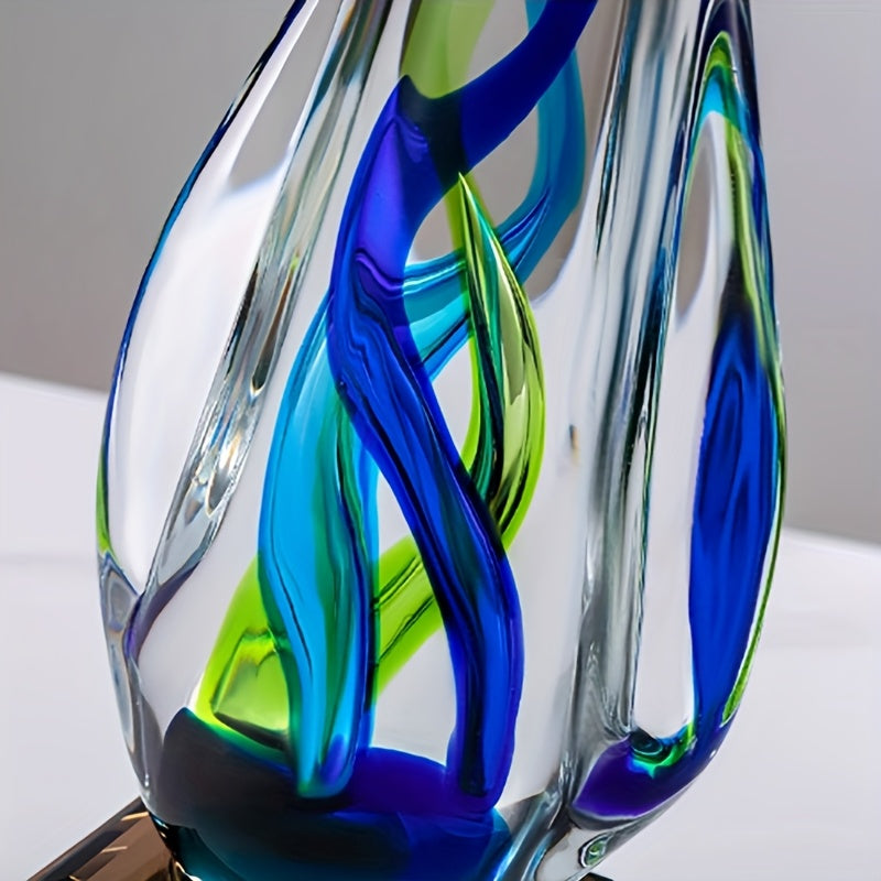 Water drop-shaped glazed high-end crystal trophy with wooden base, an elegant ornament, suitable for various awards, home decoration ornaments, birthday gifts