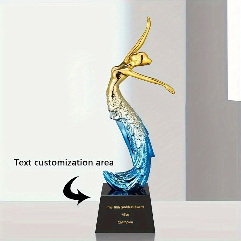 Custom resin trophy with personalized text, sand light engraving creative sports and dance competition with color Muse commemorative award