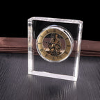 Customized 1pc Crystal Clock Mechanical Gear Pointer Glass Desktop Deco Clock Ornaments Gifts