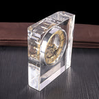 Customized 1pc Crystal Clock Mechanical Gear Pointer Glass Desktop Deco Clock Ornaments Gifts