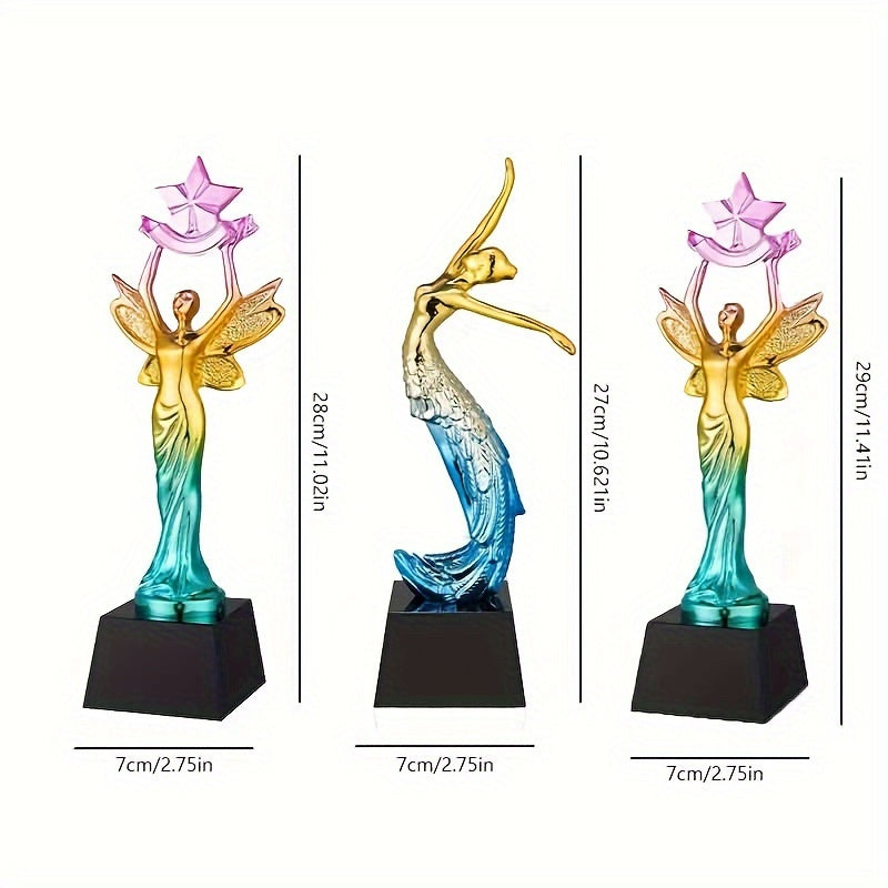 Custom resin trophy with personalized text, sand light engraving creative sports and dance competition with color Muse commemorative award